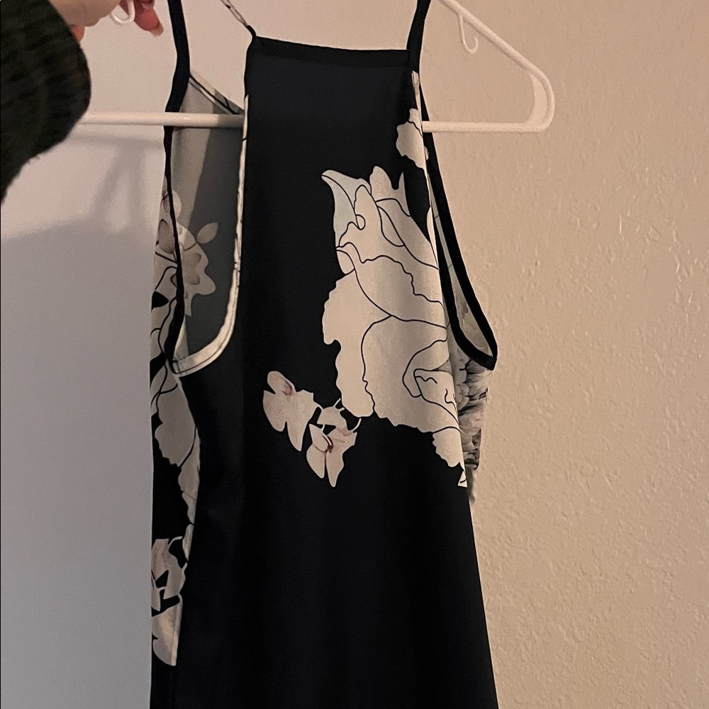 Knee length navy blue floral dress